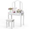 Costway Makeup Table Stool Set Tri Folding Mirror Vanity White\Black